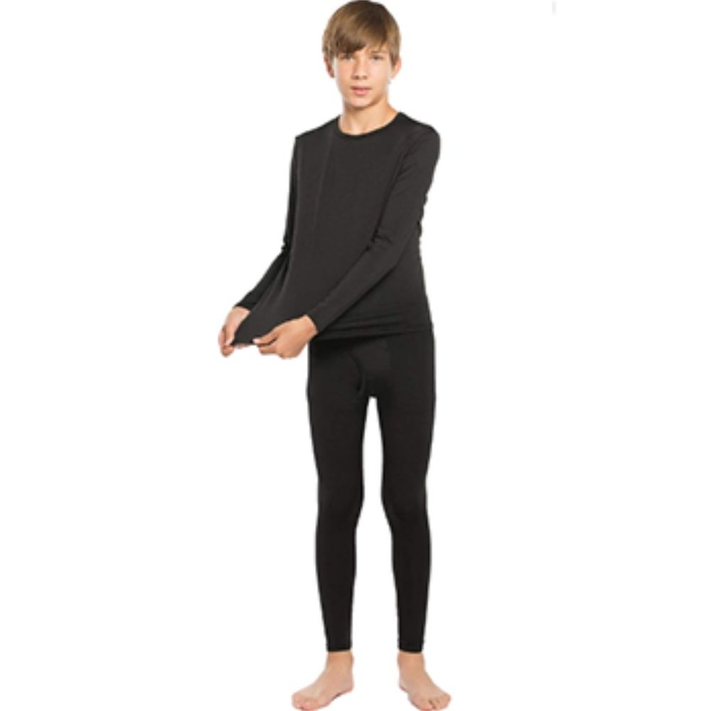 Thermal Underwear Set for Boys Long Johns Fleece Lined Kids Base Layer Thermals